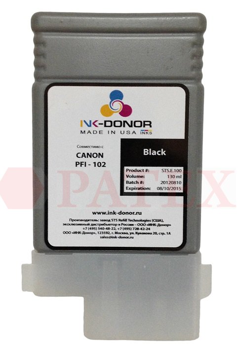 Картридж PFI-102BK для Canon imagePROGRAF, Black, совместимый, 130 мл Картридж PFI-102BK для Canon imagePROGRAF, Black, совместимый, 130 мл