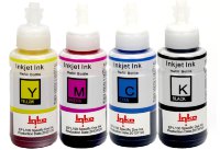 Inko Комплект чернил (цветной краски) для принтеров Epson L210, L100, L200, L300, L500, L550, (L-type флакон, 4х70 мл.)